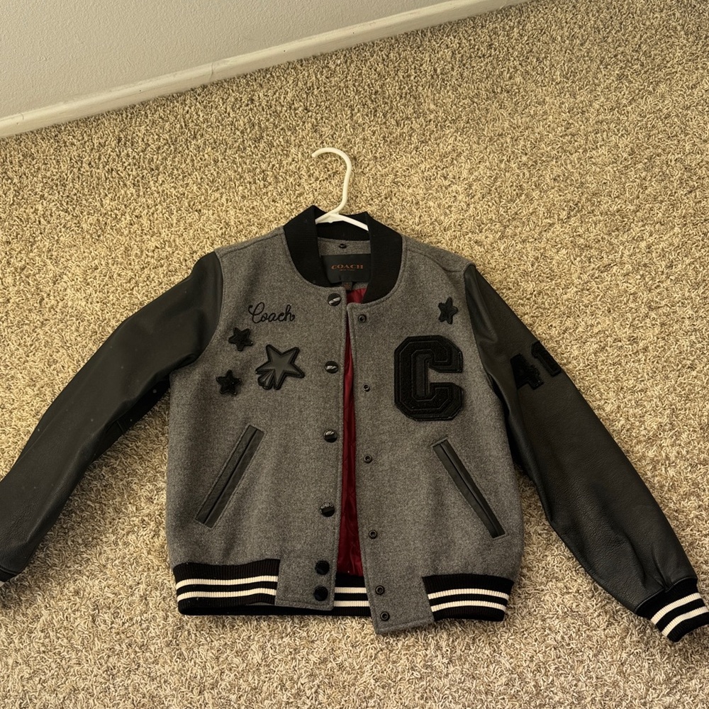 Coach Gray and Black Bomber Jacket